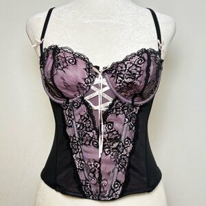 Mesh Lace Bow Corset with Underwire Bra